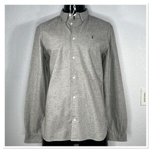 ALLSAINTS PETREL LS Gray Casual Button Down Shirt Sz XL Cotton Blend